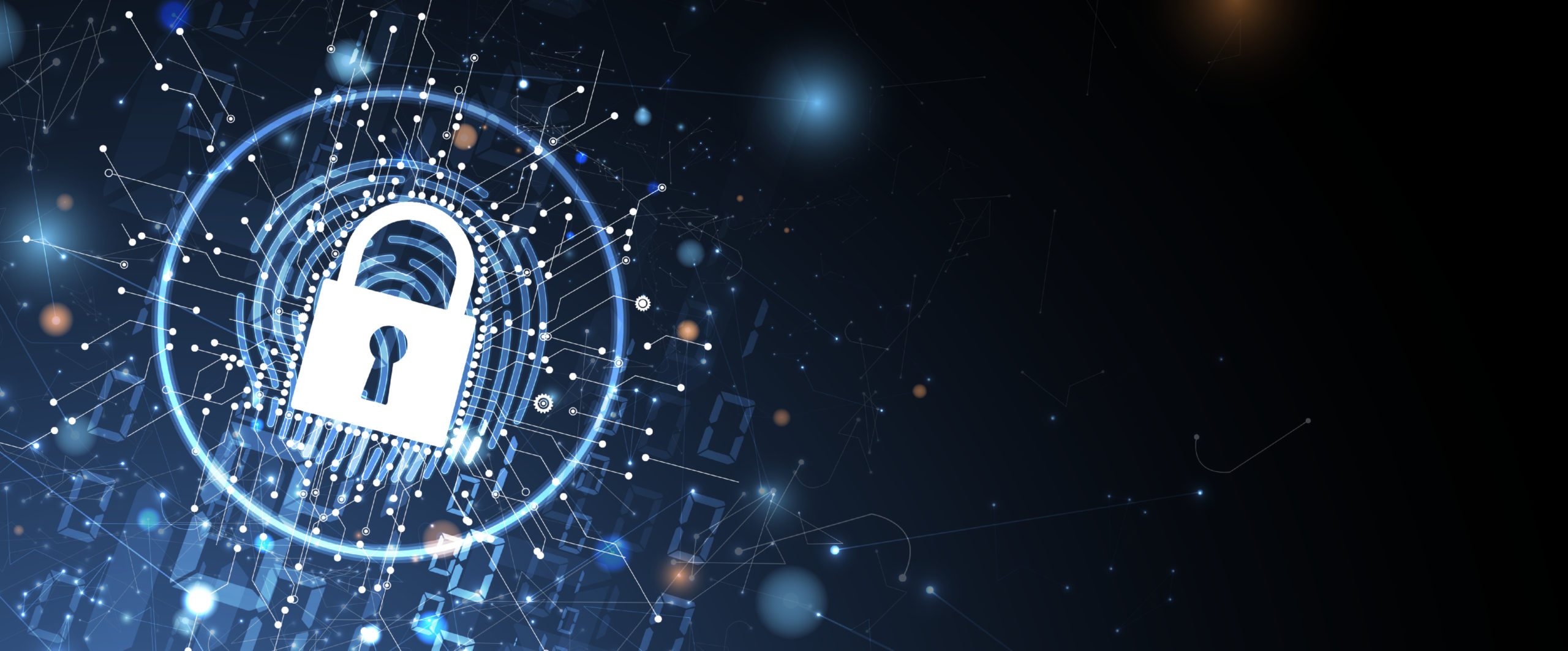 internet digital security technology concept for business background. Lock on circuit board